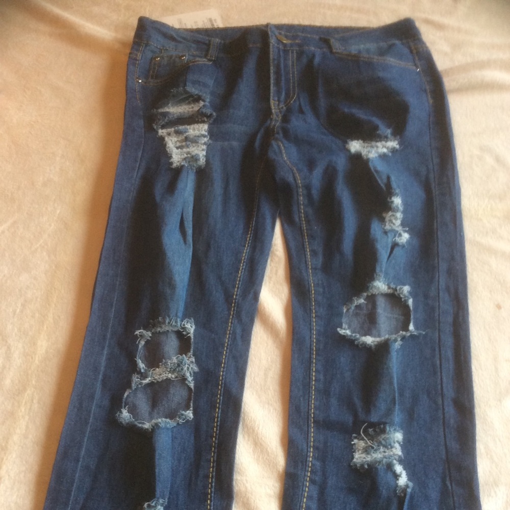 NWT LXJ size 2X distressed jeans